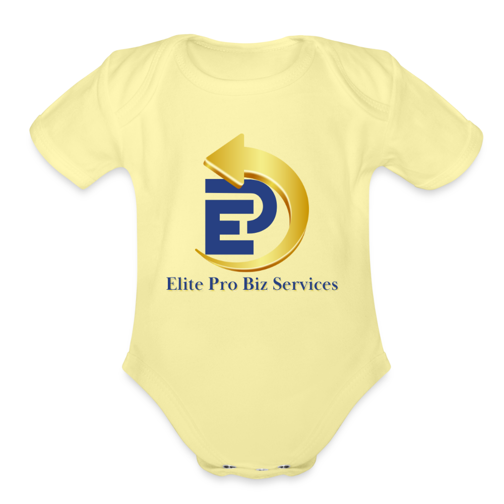 Organic Short Sleeve Baby Bodysuit - washed yellow