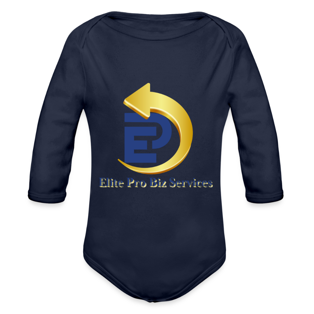 Organic Long Sleeve Baby Bodysuit - dark navy