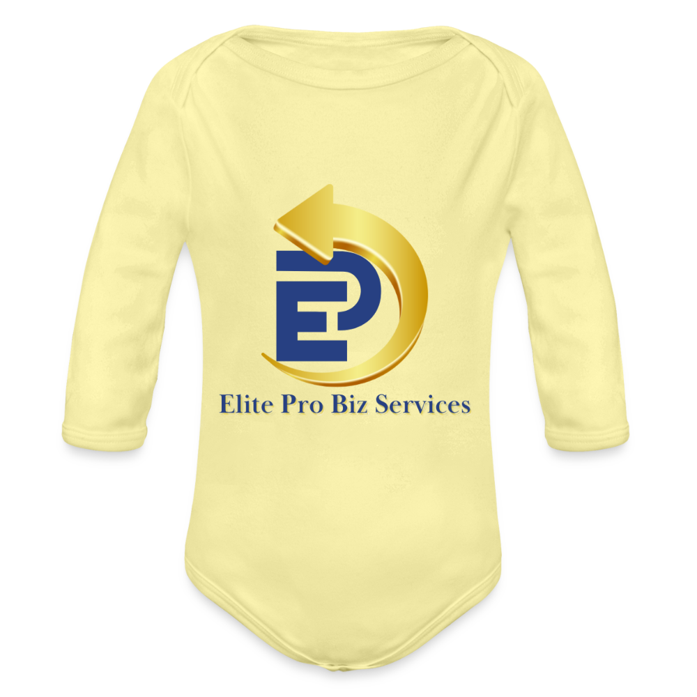 Organic Long Sleeve Baby Bodysuit - washed yellow