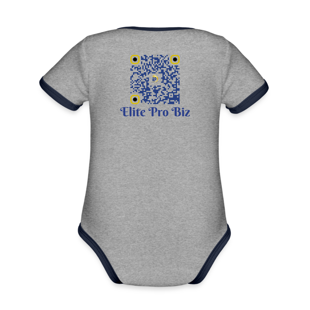 Organic Contrast Short Sleeve Baby Bodysuit - heather gray/navy