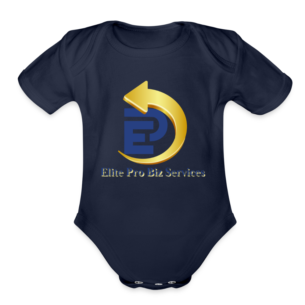 Organic Short Sleeve Baby Bodysuit - dark navy