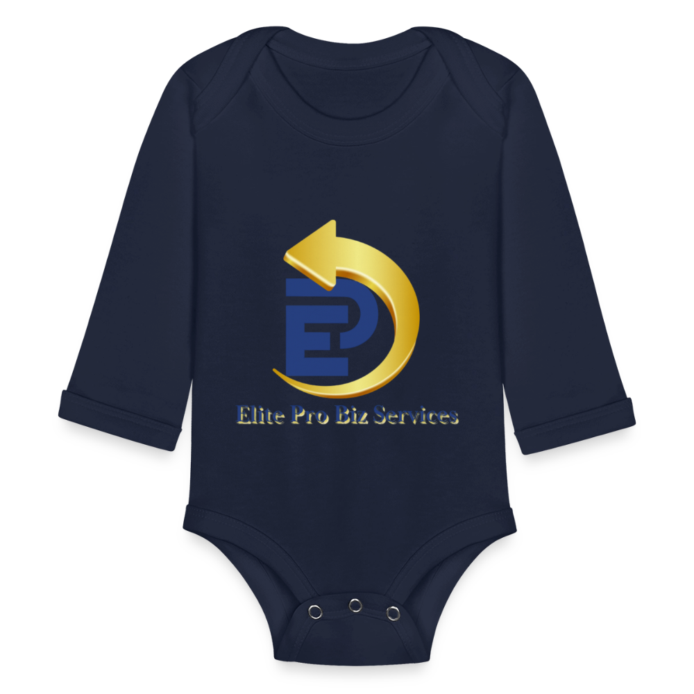 Organic Long Sleeve Baby Bodysuit - dark navy