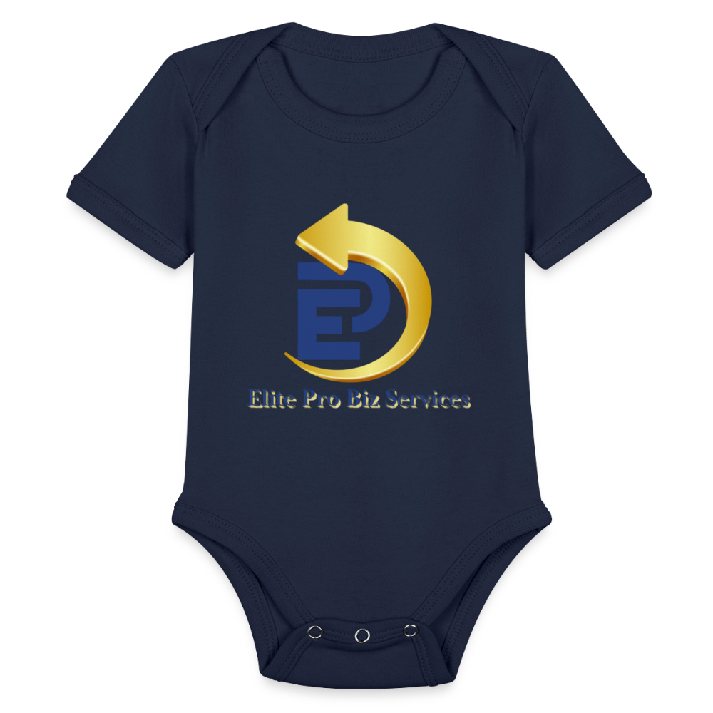 Organic Short Sleeve Baby Bodysuit - dark navy