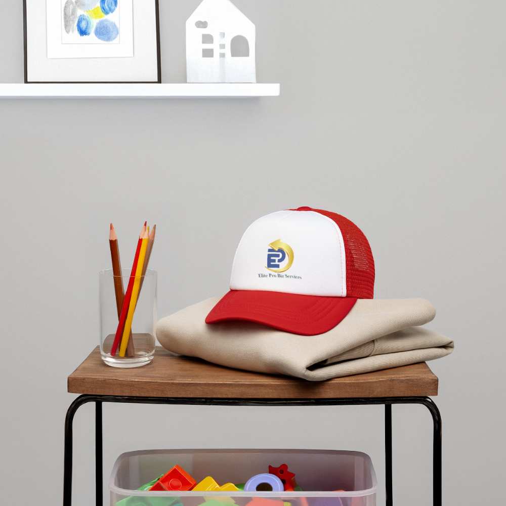 Kid's Trucker Cap - white/red