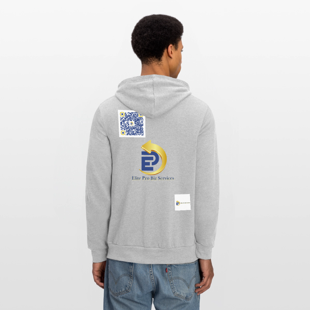 Unisex Multi Patch Full Zip Hoodie - heather gray