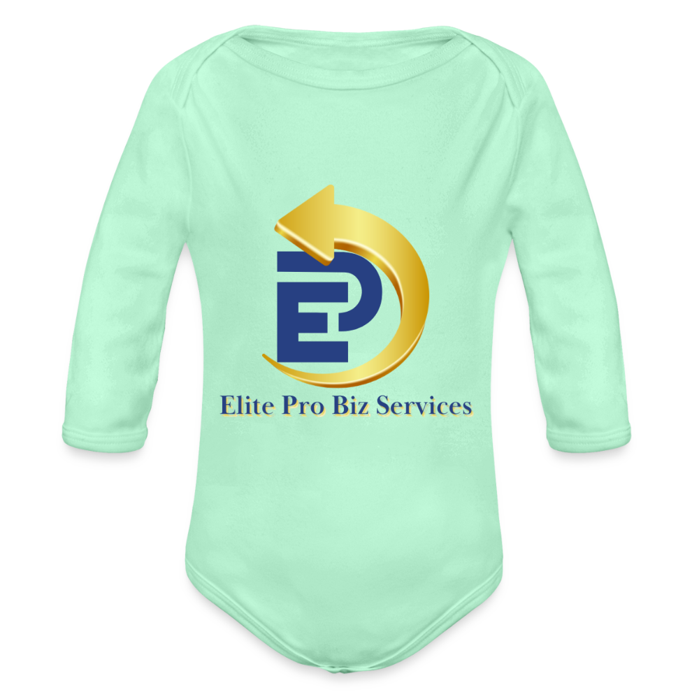 Organic Long Sleeve Baby Bodysuit - light mint