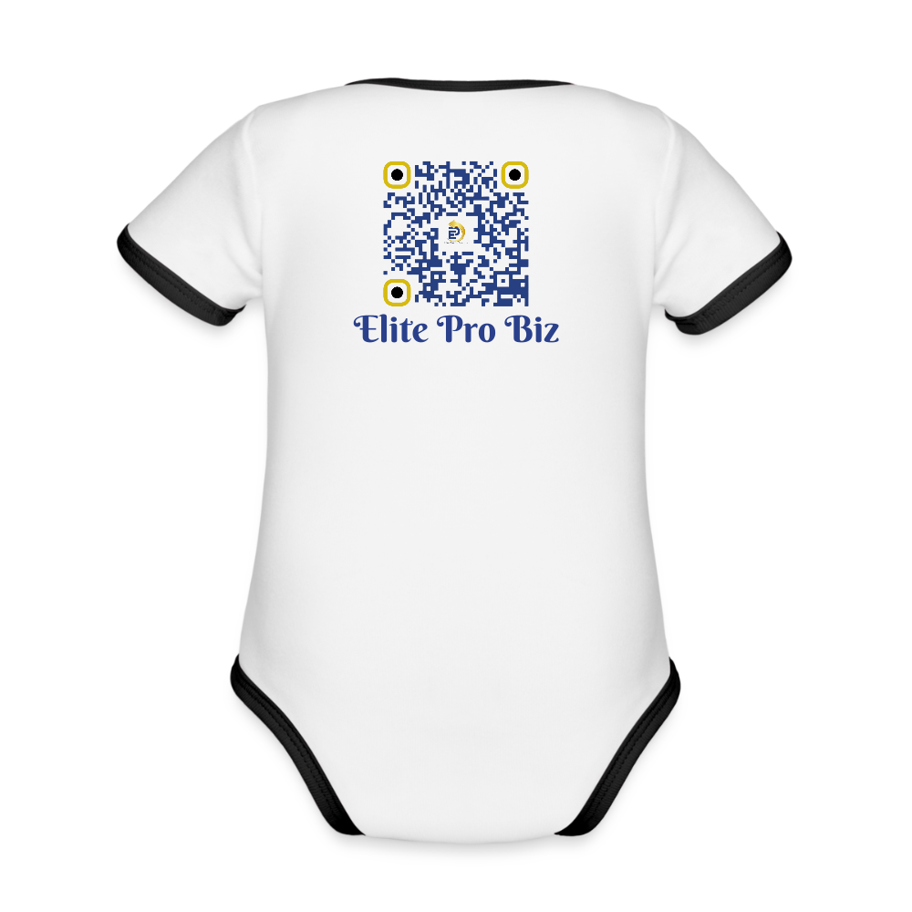 Organic Contrast Short Sleeve Baby Bodysuit - white/black